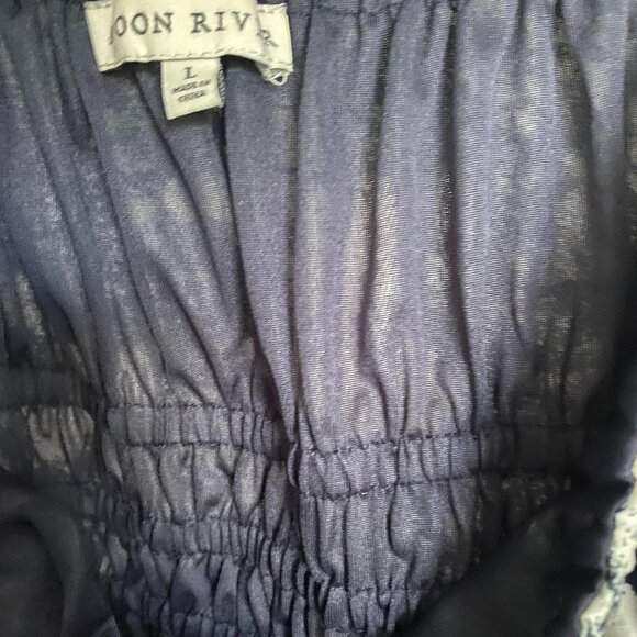 Moon River Blue and White Printed Ruffle Sleeve Maxi Dress Size L - Picture 5 of 8